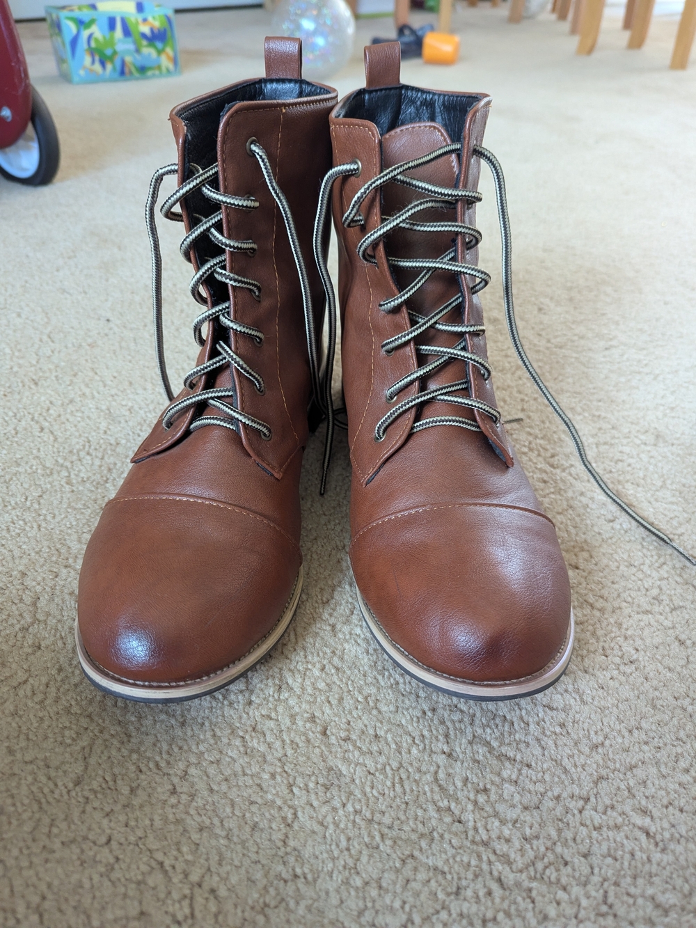 Men's Brown Lace-Up Leather Boots 46 (12)